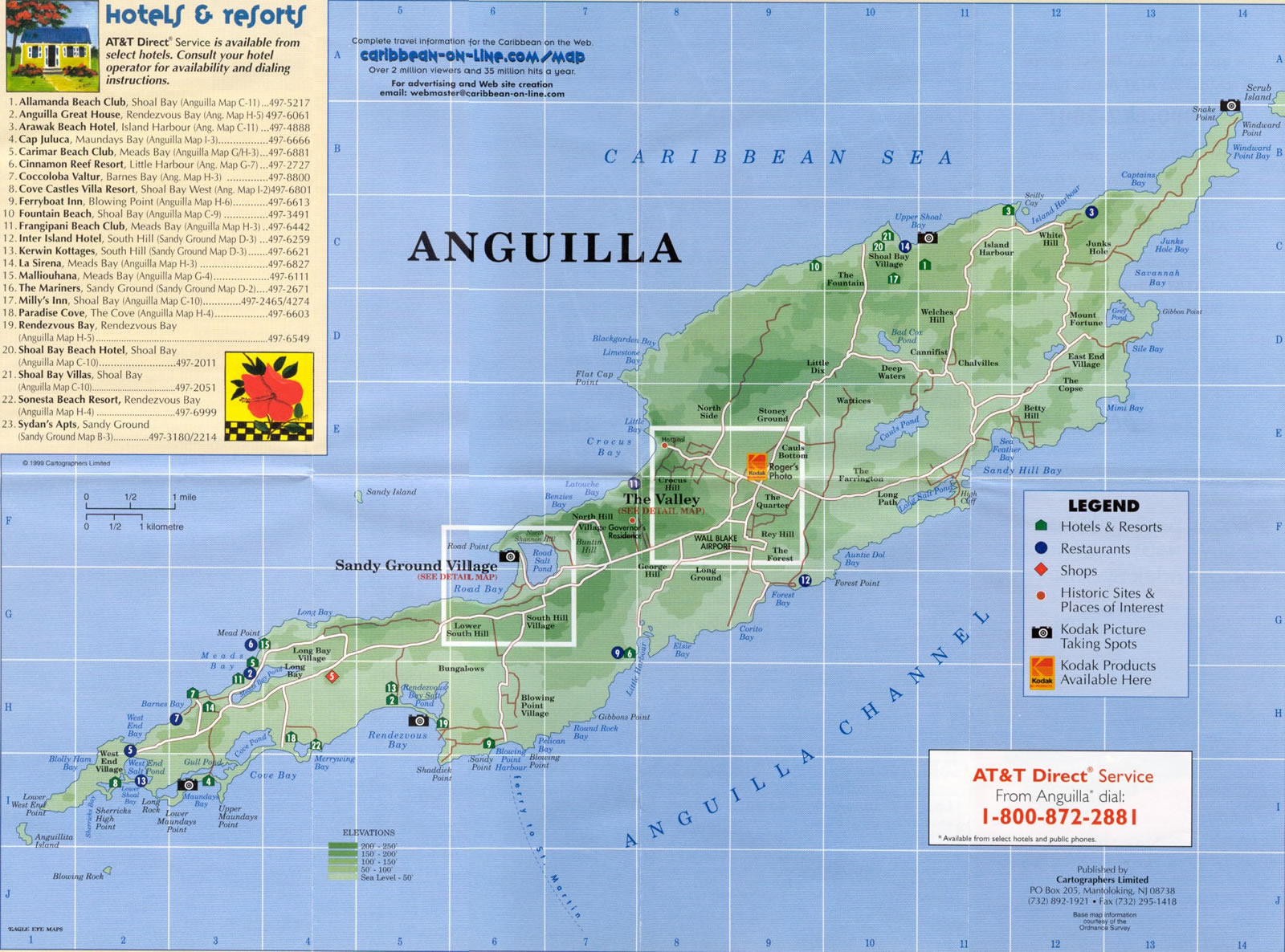 Anguilla physique carte